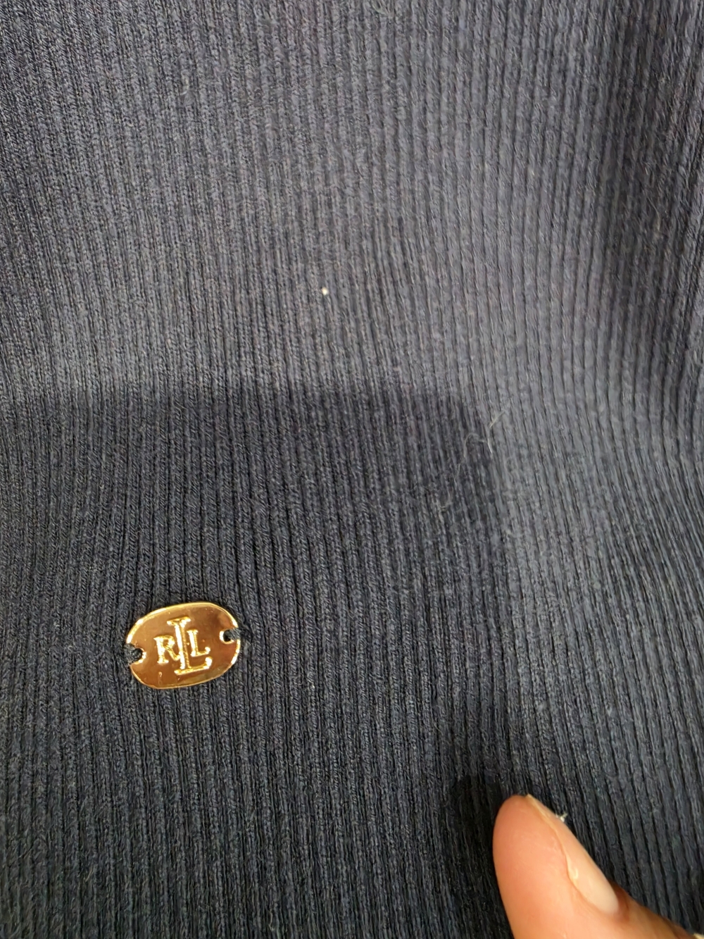 Ralph Lauren Navy Ribbed Turtleneck Top Size SP Like New Minimalist Quiet Luxury - Picture 8 of 8
